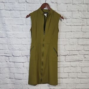 Metrostyle Vintage Sleeveless Olive Midi Dress with Zipper